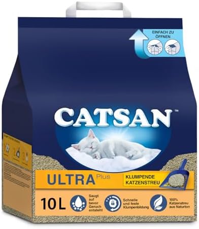 Catsan Ultra Plus Katzenstreu für Katzen, 10 Liter (1 Beutel) – K...