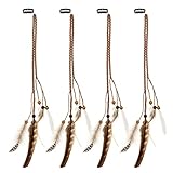 federschmuck haare hochzeit Bohemian Feather Hair Extensions: Quasten-Hanfseil-Kopfschmuck mit natürlichen Federn und Perlen, die Ihr Haar schön dekorieren und es charmanter und auffälliger machen können, geeignet für die meisten Haarfarben.