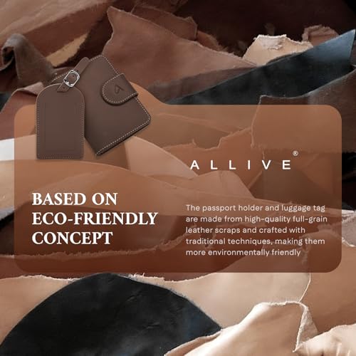 Image of ALLIVE Genuine Leather Passport Holder for Travel with Hidden AirTag Pocket, RFID Blocking Passport Travel Wallet with Luggage Tag & Premium Gift Box, Holiday Gift for Women and Men (Coffee Brown)