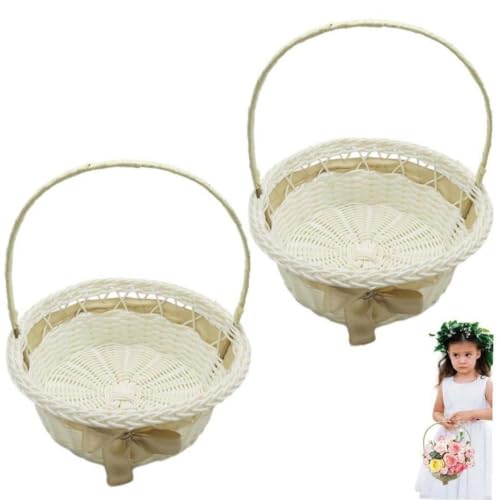 Hifeoos フラワーバスケット バスケット 蝶結びバスケット 花かご ウェディング ブライダル 手作り 収納 軽量 小物入れ 結婚式 花嫁 アクセサリー モカブラウン