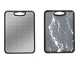 [2022 más nuevo] Tablas de corte personalizadas de mármol de acero inoxidable Tabla de cortar de doble cara con afilador de cuchillos Cocina Ultimate antideslizante Tabla de cortar (gris)