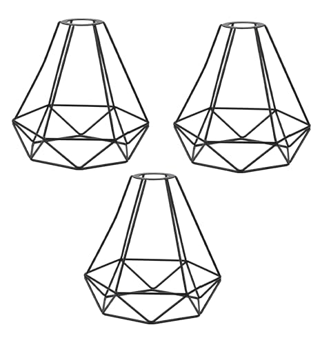 Youyijia 3PCS Lampshade 20x21cm Metal Wire Basket Cage Birdcage Lamp Shades Industrial Geometric Ceiling Pendant Light Shade for Wall Light Kitchen Bedroom Living Room Hallway Restaurant