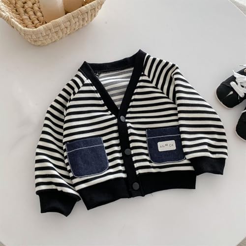 Toddler Kids Striped Knitted Cardigan Girls Boys Cute Casual Button down Jacket Coats with Pocket Fall Winter Fashion Clothes3
