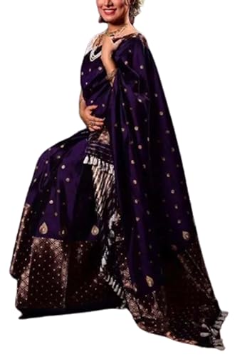 Generic purple mekhela chador silk saree in pure silk – image 4