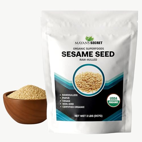 Mayan's Secret Certified Organic hulled Sesame Seeds, 2 Lbs - Gluten Free, Raw, Keto Friendly