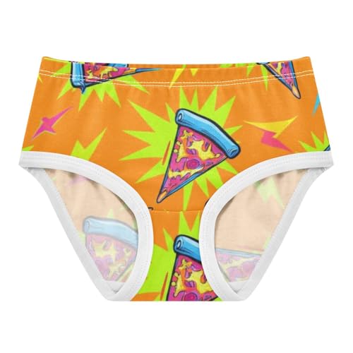 Cartoon Pizza Orange Panties for Girl Toddler Underwear Floral Cotton Colorful Kids Briefs Undies 2t