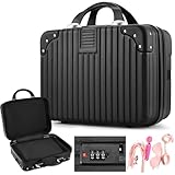Amylove Adult Game Toy Storage Organizer Case for Women and Men Lock Box Toy Travel Bag Game Locking Storage Box Travel Bag, 12.6 x 9.8 x 6.7 Inch(Black)