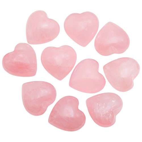 Sunyik Natural Rose Quartz Pocket Mini Puff Heart Worry Healing Palm Stone Pack Of 10(0.5") #TOP1