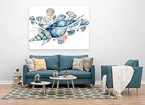 VERRE ART Wood Framed Canvas - Wall Decor for Living Room, Bedroom, Office, Hotels, Drawing Room (60in X45in) - Sea Shell