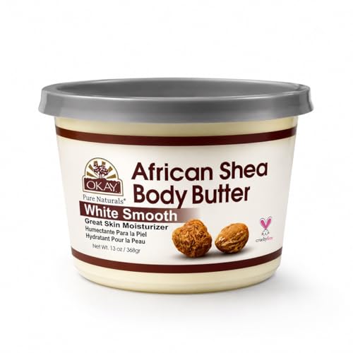 OKAY Pure Naturals White Shea Butter for Hair and Skin - Raw African Shea Butter for Women and Men Daily Moisturizer for Face and Body Helps with Stretch Marks Soothes Dry Skin - 13 Oz Jar