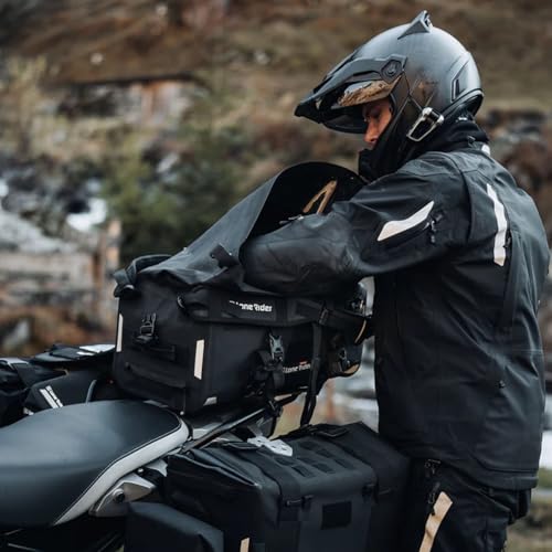 Lone Rider 48L Motorradtasche - wasserdichte, erweiterbare Hecktasche für Motorradreisen mit MOLLE-System, Beavertail Staufach, Rolltop Verschluss und robustem Tourendesign