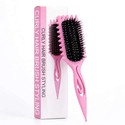 Lockenbürste Curly Hair Brush mit Wildschweinborsten,Stylingbürste (Rosa) – Ansicht 1
