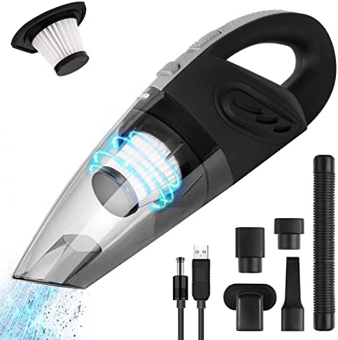 URAQT Handheld Vacuums, 9000 Pa Portable Handheld Hoover, 120W USB Rechargeable Car Vacuum Cleaner Cordless, Powerful Suction for Pet Hair, Home and Car, 3 H Fast Charging, Up to 35 Mins Runtime