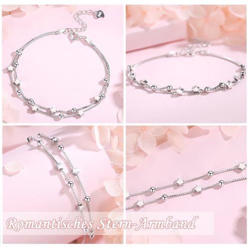SENLINLU SENLINLU Armbänder für Frauen Armband Silber 925 Damen Stern Perle Armbänder Freundschaftsarmband Verstellbare - Zusatzansicht 4 | Schmuck