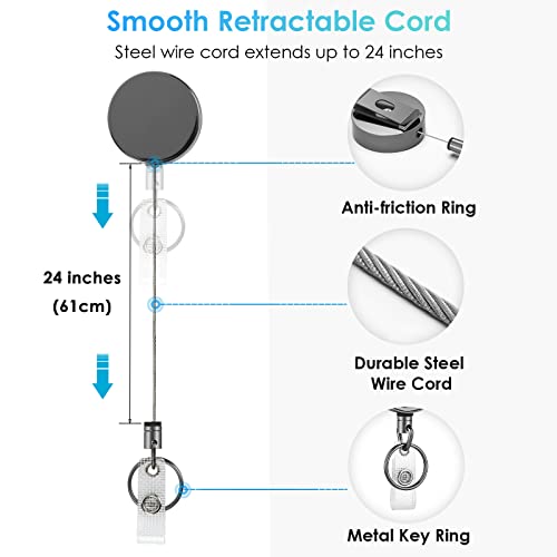 Ktrio 2 Pack Retractable Badge Holder & Heavy Duty Retractable Badge Reel #TOP4