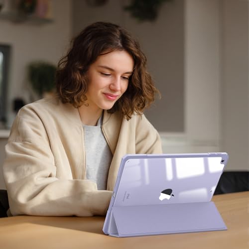 FINTIE Hybrid Case Compatible with iPad 9th / 8th / 7th Generation (2021/2020/2019) 10.2 inch - Shockproof Cover with Clear Back Shell w/Pencil Holder, Auto Wake/Sleep, Lilac Purple - Image 4