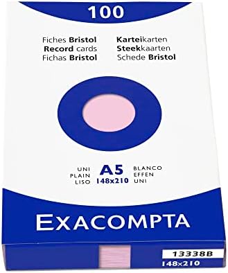 Exacompta - Ref 13300B - Bristol Record Card (Pack of 100) - A7 in Size, 205gsm Card, Compatible with Printers - Suitable for Exam Revision & Notes - White