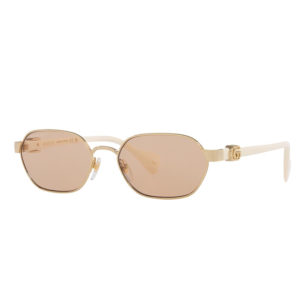Gucci GG1593S 002 Gold-Ivory Pink Mirrored Hexagonal Womans Sunglasses 56 18 140