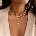 XIXINI Layered Necklaces for Women, Dainty Gold Necklace Stack 14k Gold Plated Layering Cuban Beads Chain Necklaces for Women Trendy Simple Layered Disc Pendant Necklace Set Fashion Gold Jewelry Sets