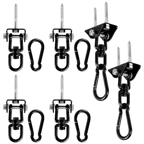 LYDODOKA 6 Pcs Porch Swing Hanging Kit, 360°Rotating 1000 lb Capacity Hangers, Stainless Steel Hammock Chair Hardware Accessories for Playground Yoga Heavy Bag Bed