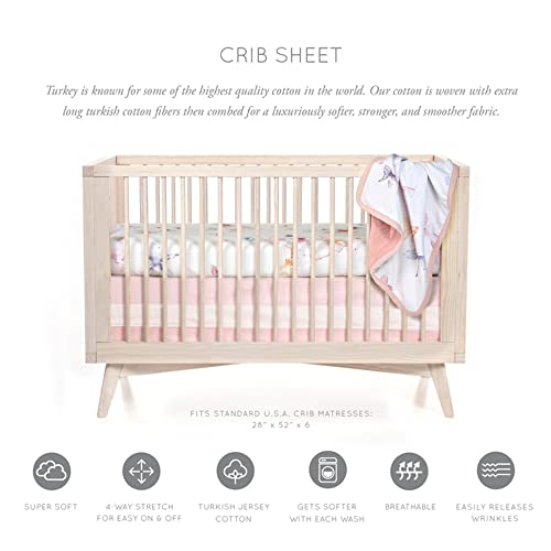 Image of Oilo Crib Sheet, Breathable 100% Turkish Cotton Fitted Jersey, 300 Thread Count, Machine Washable, Fits Standard Crib (28 inch x 52 inch x 6 inch), Toddler Bedding, Girl, Boy, & Neutral Nursery Design, Butterfly