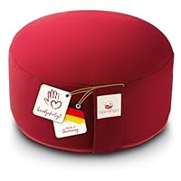 navango® Meditatiekussen, naturel, rond yogakussen, handgemaakt in Duitsland, zithoogte 15 cm, verborgen ritssluiting, 100% speltvulling, wasbare overtrek, 100% katoen
