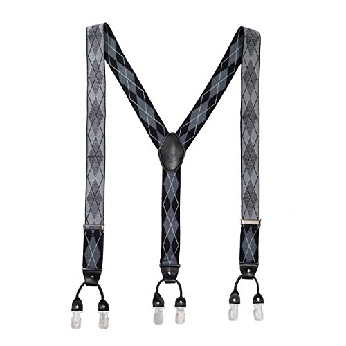 Image of The Tie Hub Suspenders for Men Elastic Adjustable Y Back Braces with Strong Metal Clips for Wedding Formal Office Wear