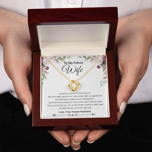 To My Future Wife I Promise Necklace, Love Knot Necklace, 14K Yellow Gold/18k Yellow Gold, Gift Box Included3