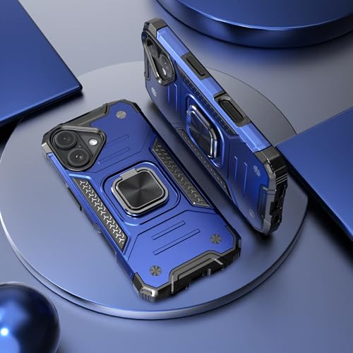 IDYStar for iPhone 16 Case with Screen Protector Blue for Men Boys,Hybrid 2 in 1 Drop Test Cover with Car Mount Kickstand Slim Fit Protective Sturdy Case for iPhone 16 6.1 Inch,Navy Blue - image 3