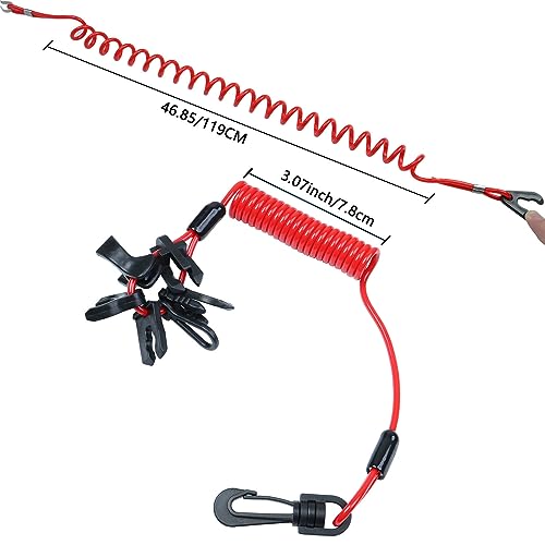 image for GZZTORES Universal Boat Kill Switch Keys Lanyard, Outboard Jet Ski Cor