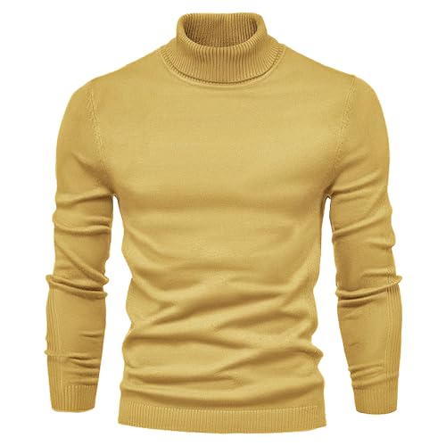 Men's Slim Fit Turtleneck Sweater Twisted Pullover Male Solid Sweaters Casual Basic Knitted Pullover