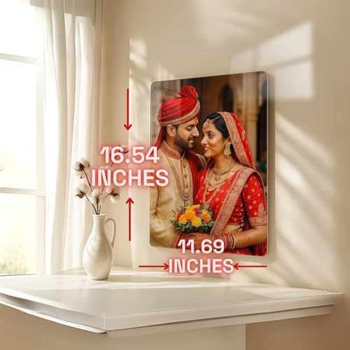 Image of 5mm Acrylic Customize Photo Frame for Wall | Personalized Photo Frame | Wall Decor | Wall Mount Frameless Picture Photo | Self Adhesive (16.54x11.69 inches)