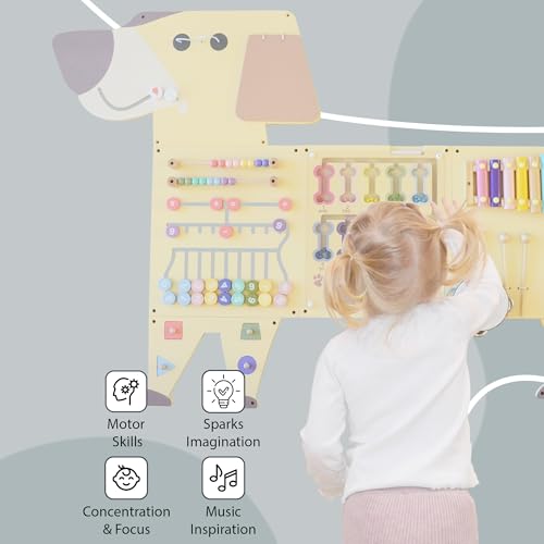 Image of Dog Activity Wall Busy Board Panels, Toddler Learning Activity Center, Montessori Sensory Activity Board, Educational Toys for Children's Playroom & Daycare