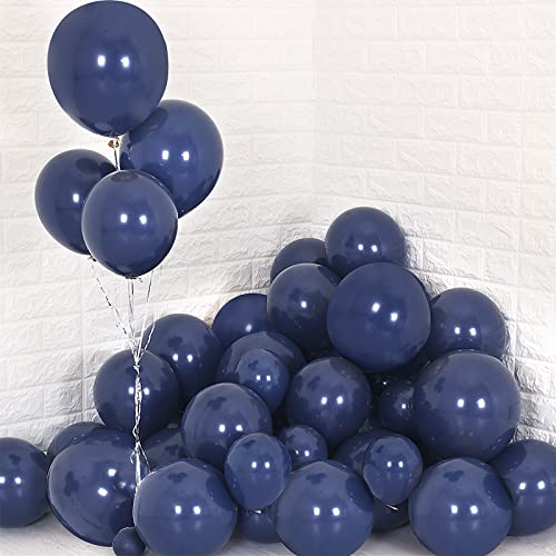 Navy Blue Balloons Latex Party Balloons, 100Pcs 12 Inch Dark Blue Balloons For Party Decoration Like Birthday Party, Graduation, Wedding, Baby Shower, Gender Reveal (With Blue Ribbon) #TOP3