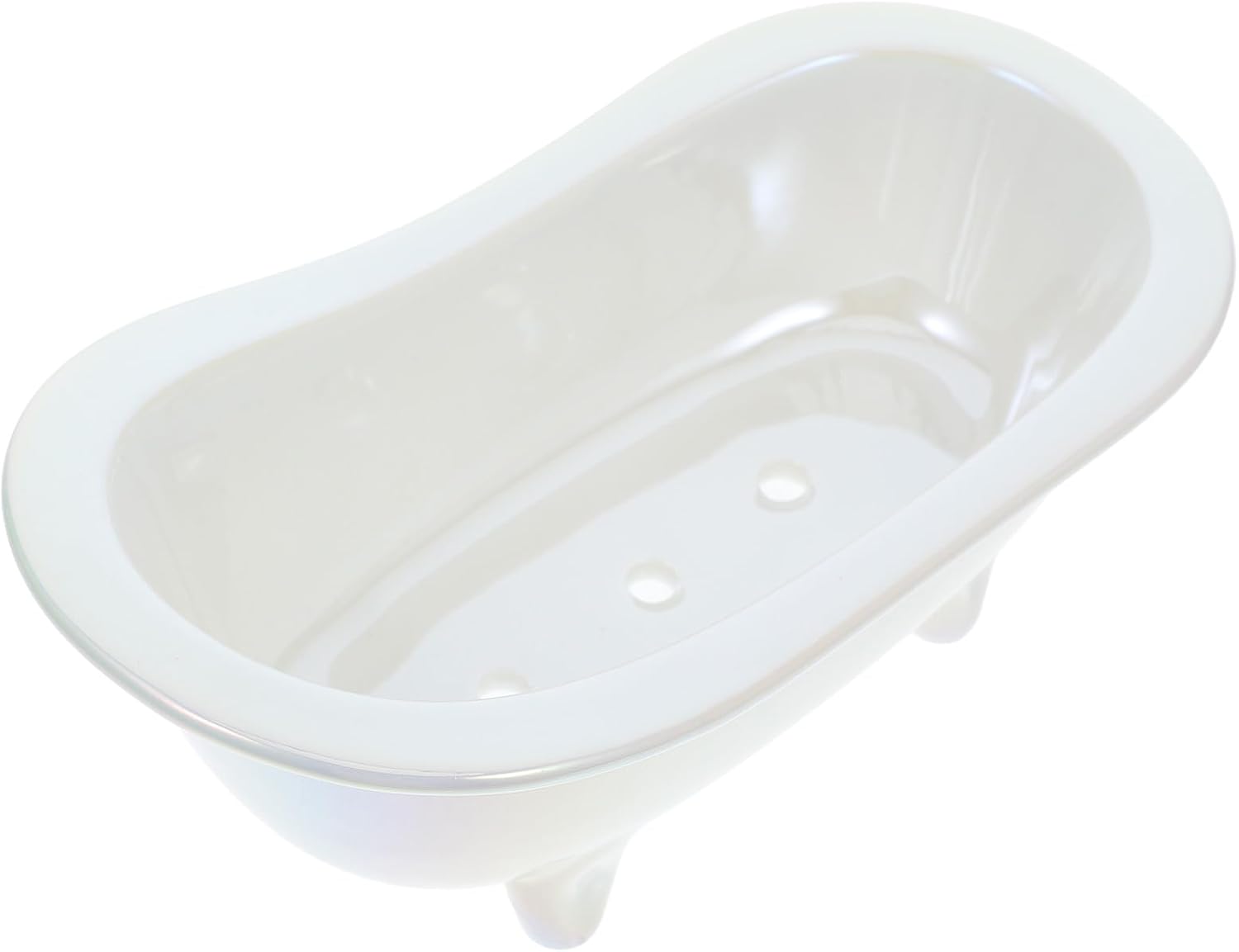SECFOU Ceramic Soap Dish Bathtub Shape with Drain Tray White Soap Holder for Bathroom Sink and Shower for Outdoor Camping and Gym Use