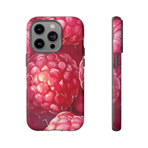 Coque iPhone 14 Pro rose rigide mate motif Aquarelle Framboises antichoc