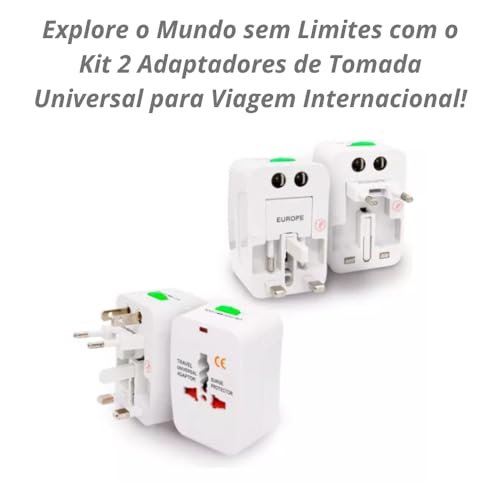 Kit 2 Adaptador Tomada Universal Para Viagem Internacional Benjamim Multifuncional 150 Países Viagem