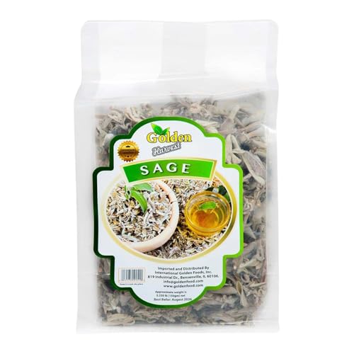 Golden Harvest Dried Sage Leaves 5.28 oz (150 g) | Premium All-Natural Whole Leaf Sage for Cooking, Poultry, Stuffing & Soups | Restaurant & Home Kitchen Herb | Non-GMO & Gluten-Free