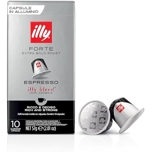 Illy Espresso Compatible Capsules - Single-Serve Coffee Capsules & Pods - Forte Extra Bold Roast - Notes Of Dark Chocolate Coffee Pods - For Nespresso Coffee Machines – 10 Count