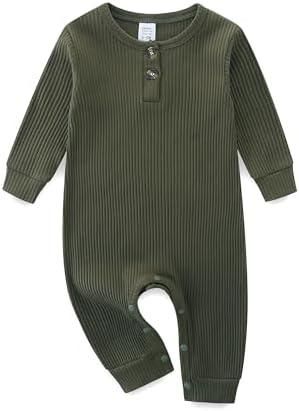KIDDLETOWN Strampler Neugeborene Schlafanzug Baby 3-6 Monate | Baby Strampler für Mädchen Jungen, Baumwolle+Spandex Baby Pyjama, Langarm Babykleidung, Einfarbig Schlafstrampler