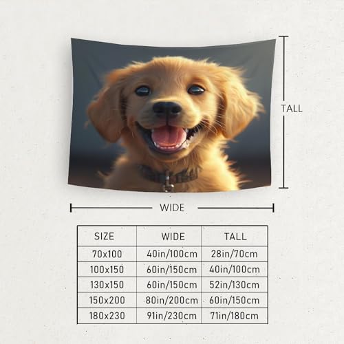 Poster mural imprimé 3D Golden Retriever et tenture polyester 180 cm - 6
