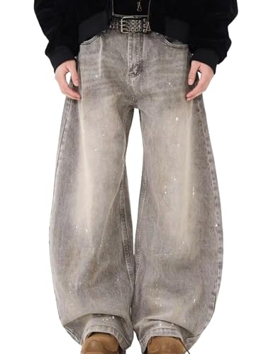 Y2k Baggy Jeans Men Wide Leg Vintage Skater Jeans Loose Fit Denim Pants Grunge Streetwear