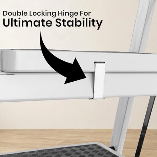 Image of Casa Copenhagen White 5 Step Ladder for Home Use with Built-in Tool Tray | Heavy Duty D Shape Rods | Ultra Large Platform | Wide Rubber Feet | 150Kg Capacity Foldable Ladder - 7 Years Warranty
