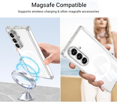 Image of Kapa Clear Airbag with Hinge Protection Compatible with Magsafe Back Case for Samsung Galaxy Z Fold7 / Z Fold 7 | Transparent Shockproof Slim Hard Protective Cover (Clear)