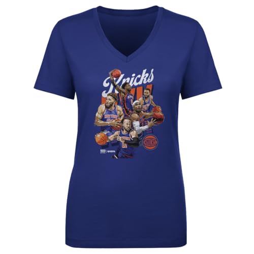 500 LEVEL New York Knicks Starting 5 Womens V-Neck T-Shirt (Royal Blue X-Large)