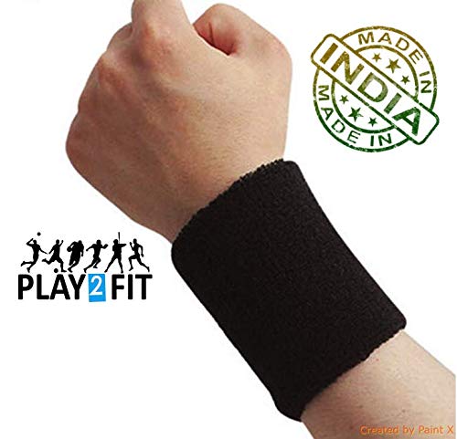 Image of Play2Fit 4 Wristband (2 Pair) Soft Sweatband for All Sport, Stretchable, Sweat Absorbent Supports Wrist Made in India (Multicolor3, 3 Inch)