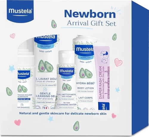 Image of Mustela Newborn Arrival Gift Set - Baby Skincare & Bath Time Essentials - Natural & Plant Based - 5 Items Set