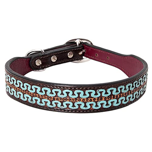 HILASON Brown Small Strong Genuine Leather Dog Collar | Handmade Soft Hand Tooled