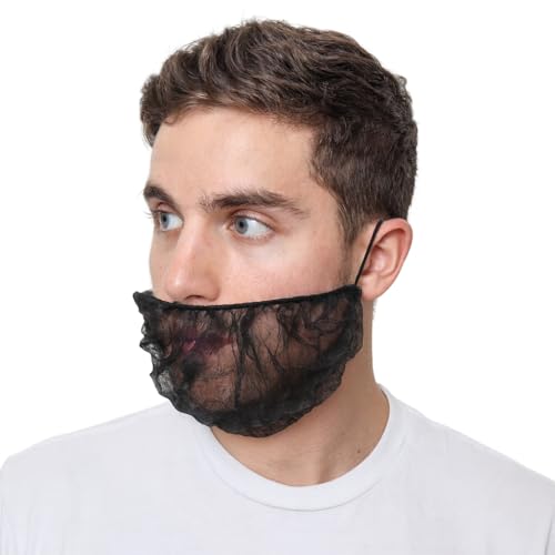 SAFEKO Beard Nets Black Disposable Beard Covers Beard Net for Food Service Cooking Cleaning