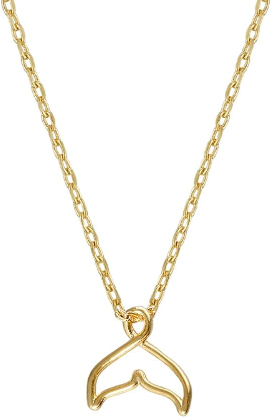 MUSTHAVE Whale Tail Necklace for Women, 18K Gold Plated Dainty Minimalist Pendant, Simple Lucky Charm Jewelry Gift, Ocean-Inspired Design, Message Card, Lucky Pendant, 16+2" Extender (Yellow Gold) - Image 2